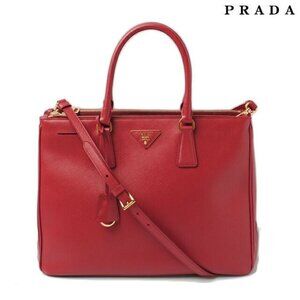 Prada Shoulder Bag B1786 T Saffiano Fuoco Red With 2 way Strap